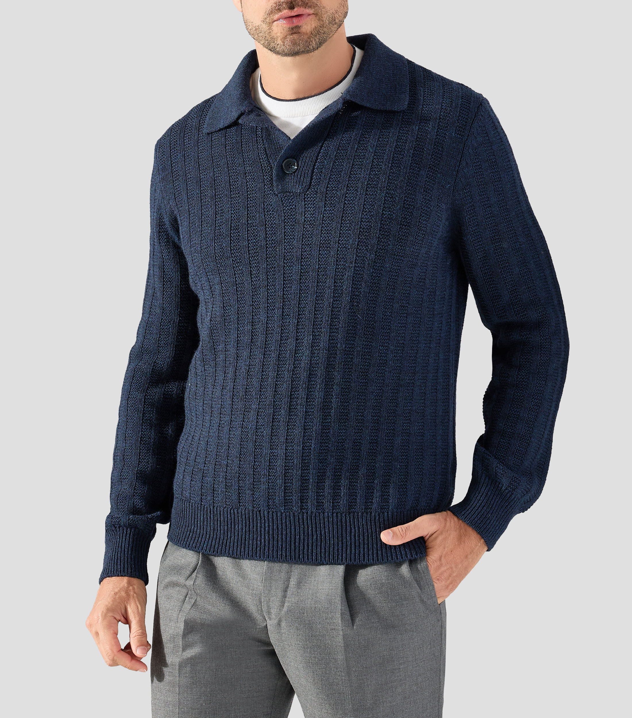 Suéter cuello tipo polo Hombre